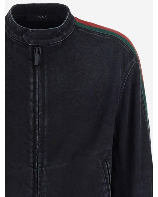 Gucci Blue Biker Jacket Cotton for men