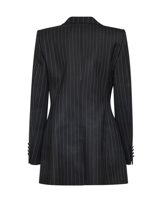 Dolce & Gabbana Black Pinstriped Stretch Wool Single-Breasted Jacket