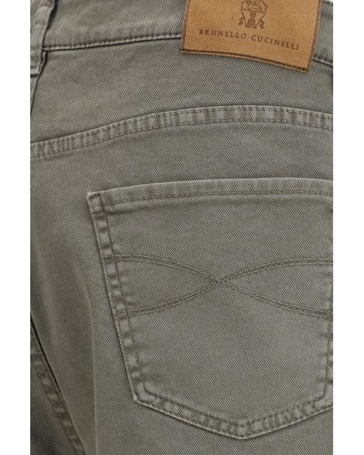 Brunello Cucinelli Gray Jeans With Turn-Up Hem Cotton; Elastane for men