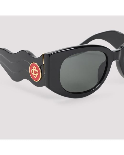 Casablanca Black Metal Oval Wave Acetate Sunglasses Glasses for men