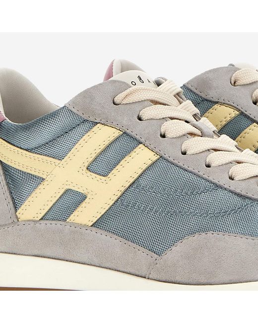 Hogan Blue Sneakers Leather & Technical Fabric And Rubber Trainers