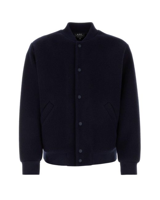 A.P.C. Blue Mick Buttoned Long-sleeved Jacket for men
