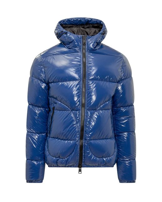 Herno Blue Down Jacket With Hood for men