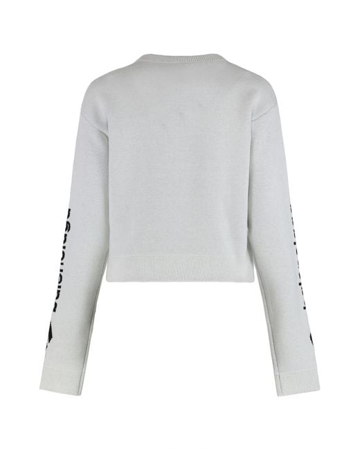 Balenciaga Gray Crew Neck Wool Double Face Sweater