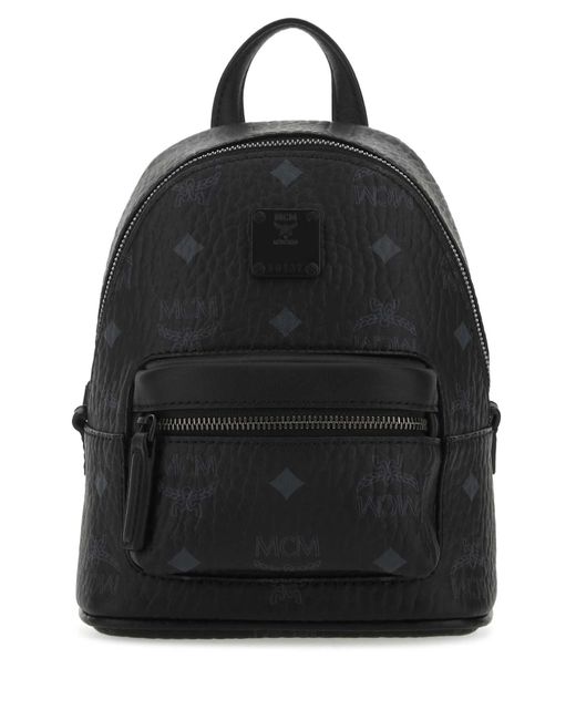 MCM Black Printed Leather Handbag