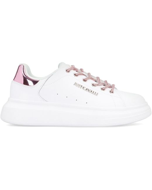 Just Cavalli White Leather Low-Top Sneakers Trainers