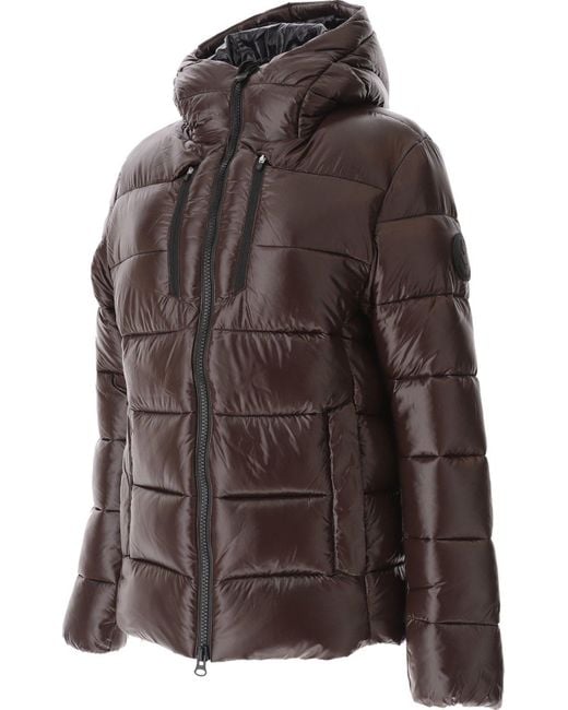 Save The Duck Brown Hooded Puffer Jacket for men