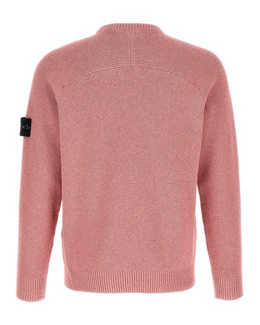 Stone Island Pink Crew Neck Sweater for men