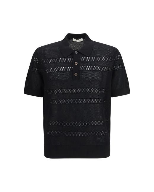 Dries Van Noten Black Polo Shirt Mesh Viscose for men