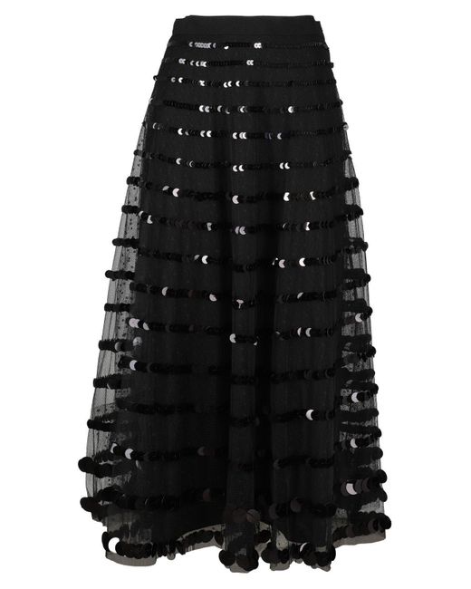 RED Valentino Red Tulle A-line Midi Skirt in Black | Lyst