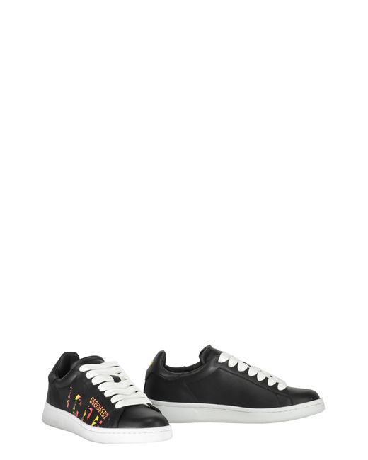 DSquared² Black Leather Low-Top Sneakers