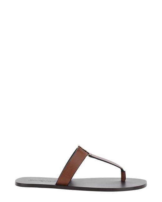 Saint Laurent Brown Sandals Babylone Leather Calf