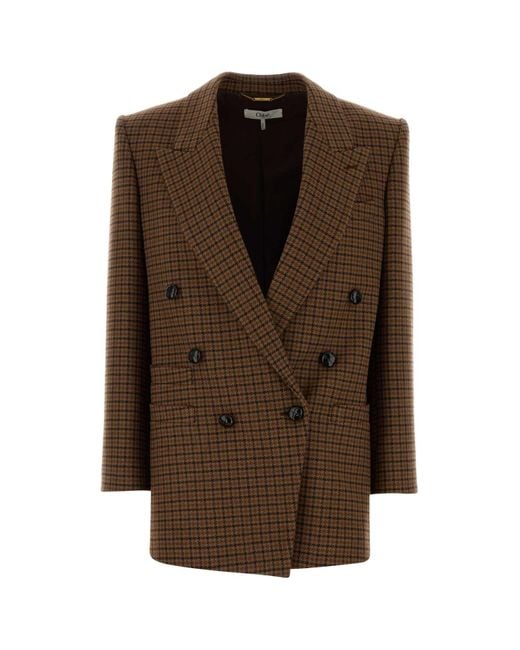 Chloé Brown Embroidered Wool Blend Blazer