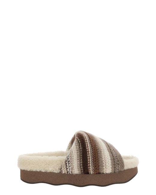 Chloé Brown Wavy Flat Mules