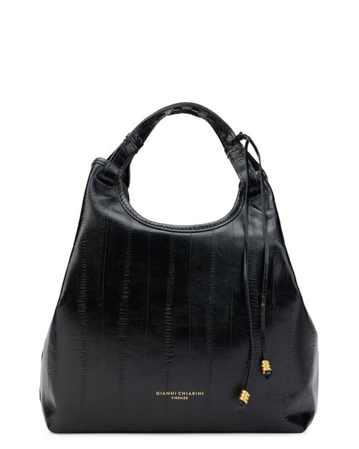 Gianni Chiarini Black Hobo Shoulder Bag Calfskin Handbags