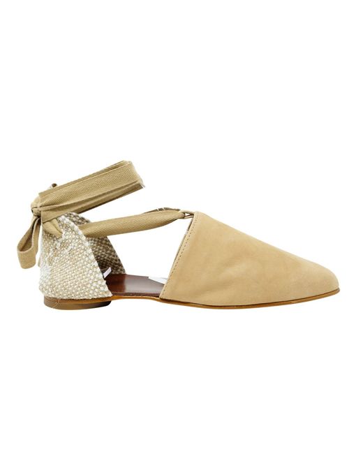 beige suede flat sandals