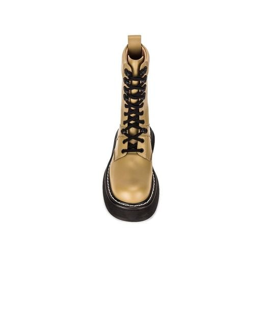 Bottega Veneta Natural Bounce Lace-Up Combat Boots