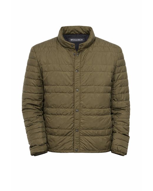 Woolrich Green Light Quilted Down Jacket Clothing Coats for men