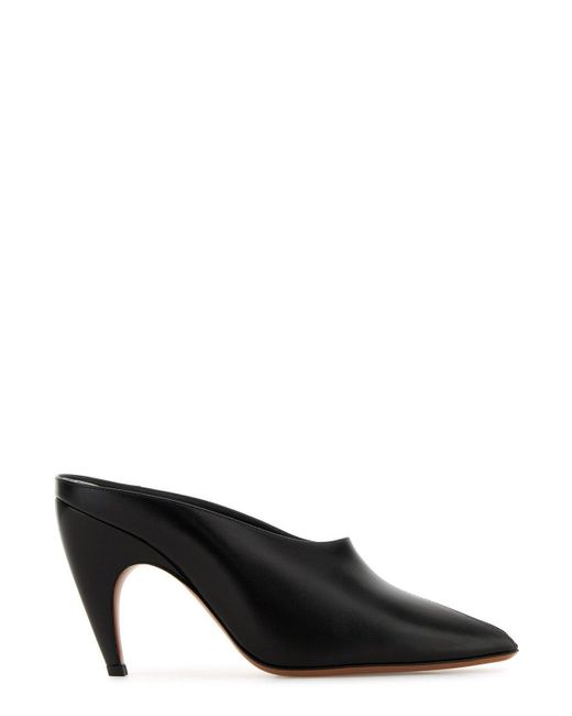 Alaïa Open Toe Black Leather Mules