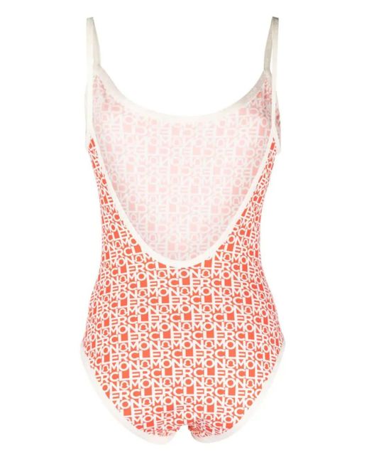 Moncler Pink All-over Logo-print Swimsuit