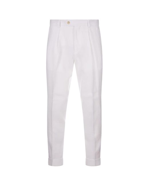 Boss White Relaxed Fit Trousers for men