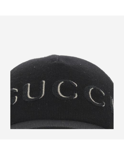 Gucci Black Wool Baseball Hat With Logo for men