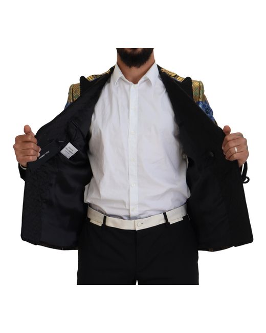 Dolce & Gabbana Black Floral Brocade Blazer Double Breasted for men