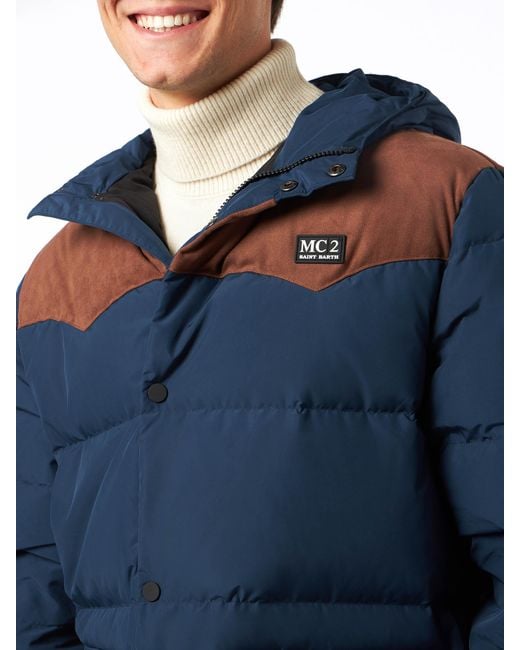 Mc2 Saint Barth Blue Baxter Hooded Down Jacket for men