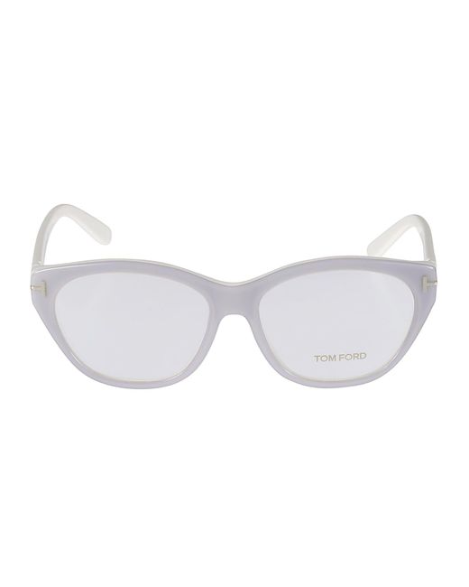 Tom Ford White T-plaque Clear Glasses