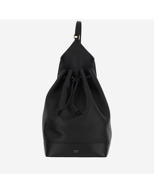 Khaite Black Leather Backpack With Logo