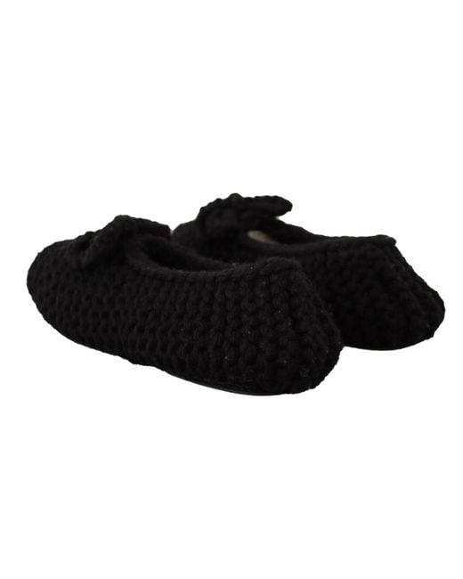Dolce & Gabbana Black Elegant Wool Knit Ballet Flats