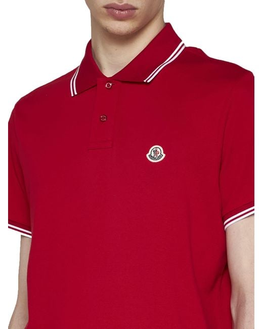 Moncler red polo sales shirt