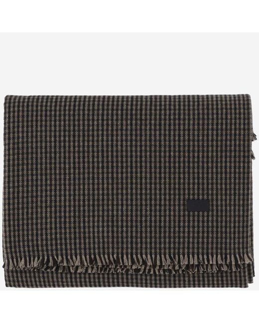 Saint Laurent Black Vichy Pattern Wool Blend Twill Scarf