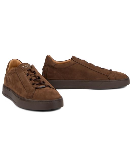 Tod's Brown Sneakers Suede Calfskin Trainers for men