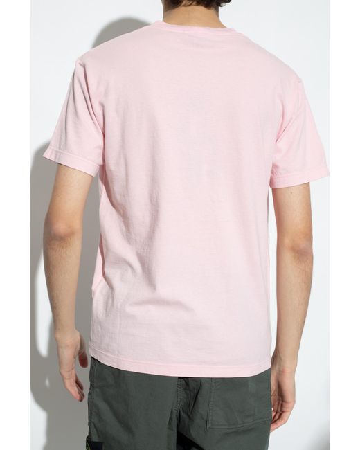 Stone Island Pink Logo-printed T-shirt for men