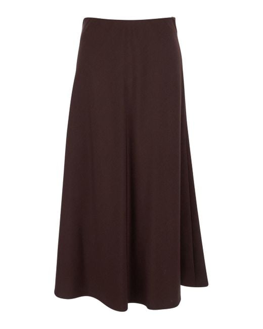 Brunello Cucinelli Brown Bordeaux Midi Skirt With High Waist And Flared Hem