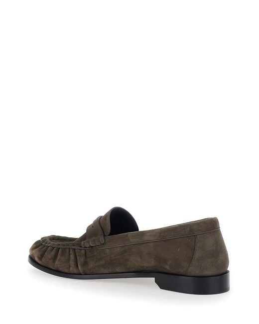 Saint Laurent Brown Loafers Le Loafer Camoscio Calf Leather for men