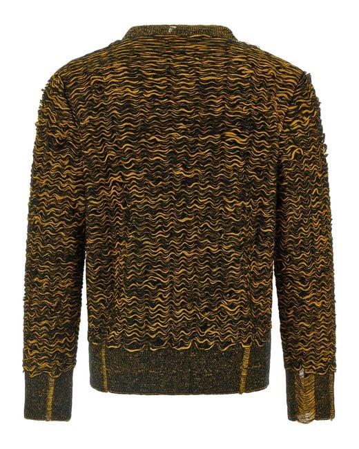 MM6 by Maison Martin Margiela Green Corrugated Texture Sweater for men