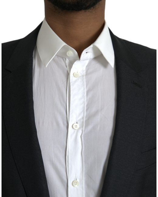 Dolce & Gabbana Black Wool Notch Singlebreasted Coat Blazer for men