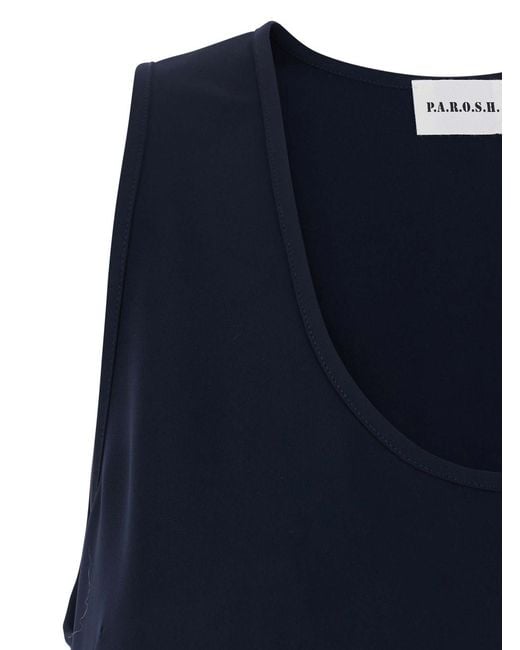 P.A.R.O.S.H. Blue P.A.R.O..H. Short Sleeve Blouse Light Polyester