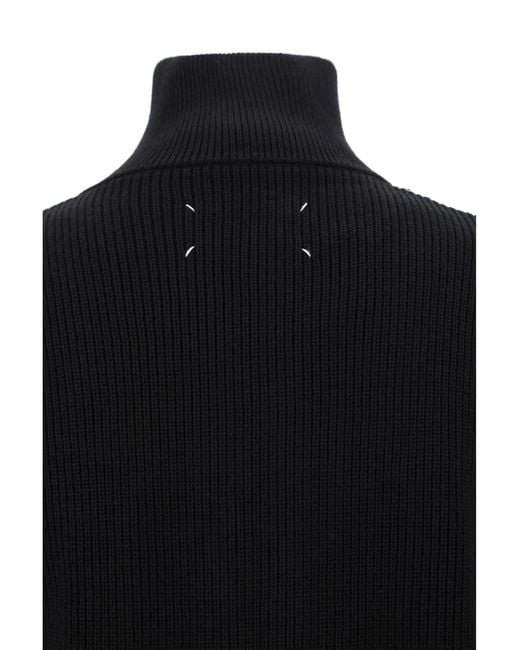 Maison Margiela Blue Cotton Zip-Up Sweater General Wool (Ovis Aries) for men