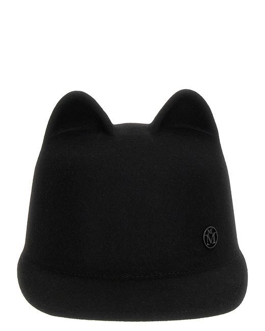 Maison Michel Black Rabbit Fur Cap (Baseball Hat)