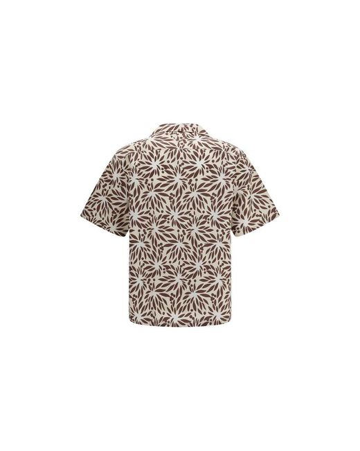 Prada Multicolor Brown Cotton Pattern Shirt for men
