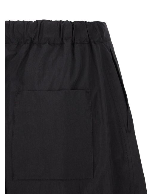 Jil Sander Black Belted-Waist Wide-Leg Trousers