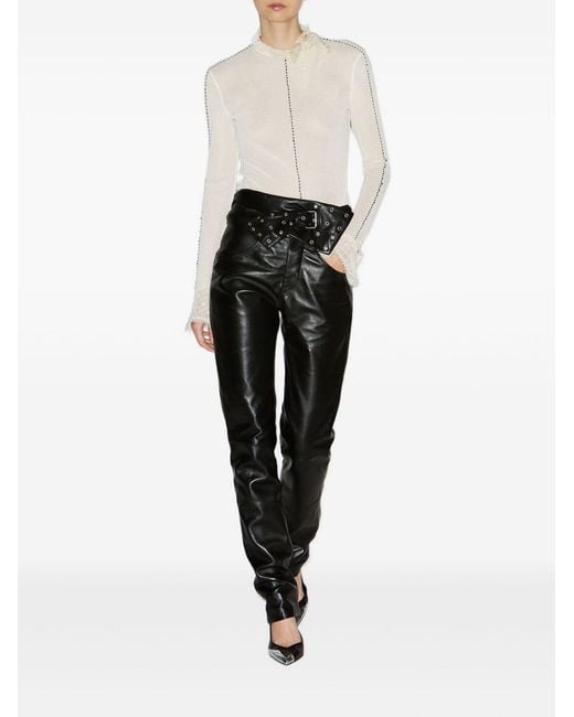 Isabel Marant Gray Chazia Leather Trousers