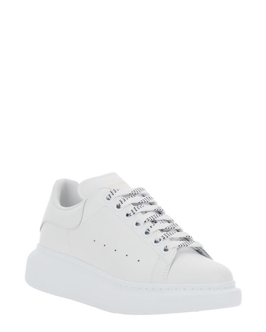 McQueen White Low Top Sneakers With Logo Lettering On Tongue And Heel