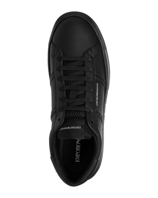 Emporio Armani Leather Sneakers in Black for Men | Lyst