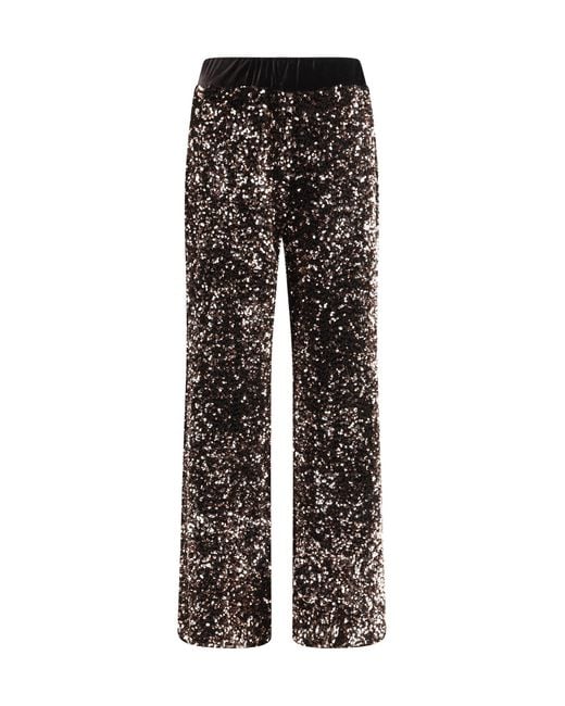 Ella Black Velvet Pants With Sequins Polyamide