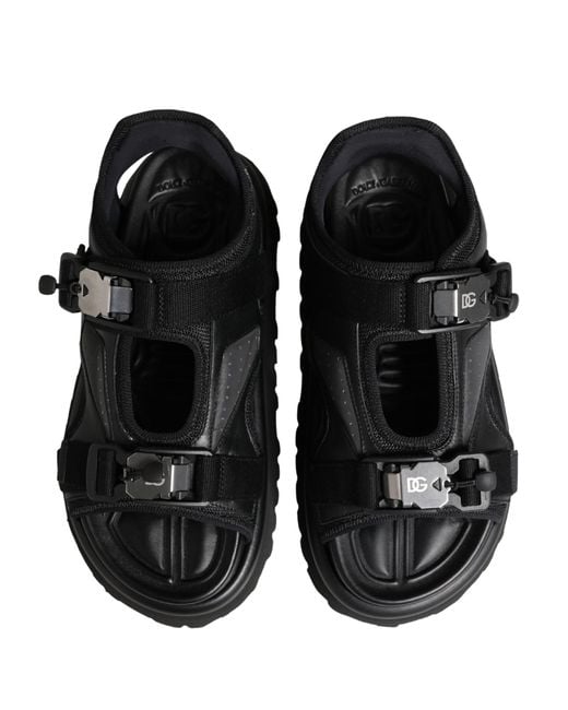 Dolce & Gabbana Black Logo Detailed Chunky Sandals Shoes Leather for men