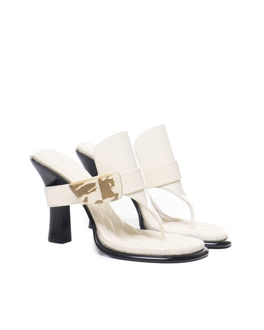 Burberry White Bay Leather Sandals